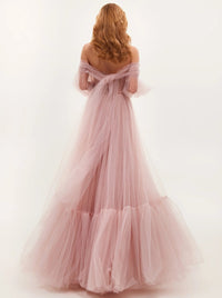 A-Line/Princess Tulle Prom Dress Sleeveless Convertible Formal Gowns Long Dresses With Corset Ruched
