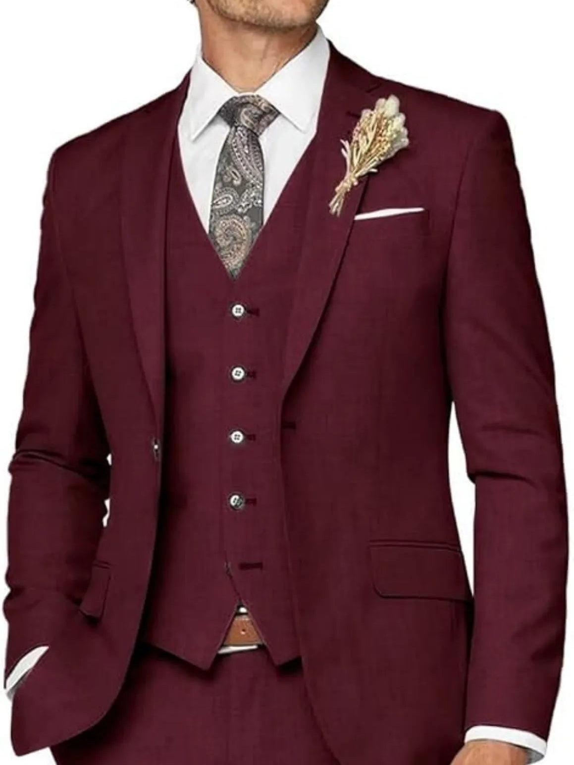 Men's Tailored Wedding Suits Slim Fit 3 Piece Suit Set Single Breasted Two-buttons