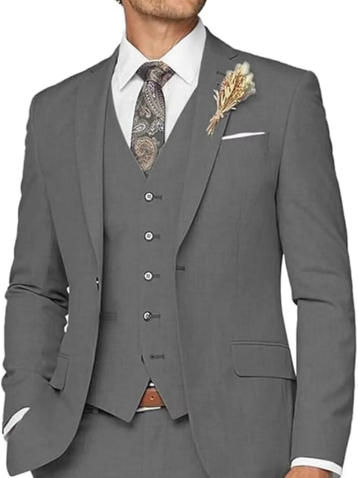 Men's Tailored Wedding Suits Slim Fit 3 Piece Suit Set Single Breasted Two-buttons
