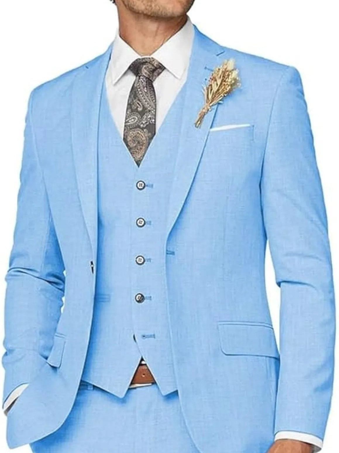 Men's Tailored Wedding Suits Slim Fit 3 Piece Suit Set Single Breasted Two-buttons