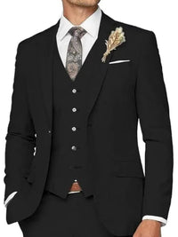 Men's Tailored Wedding Suits Slim Fit 3 Piece Suit Set Single Breasted Two-buttons