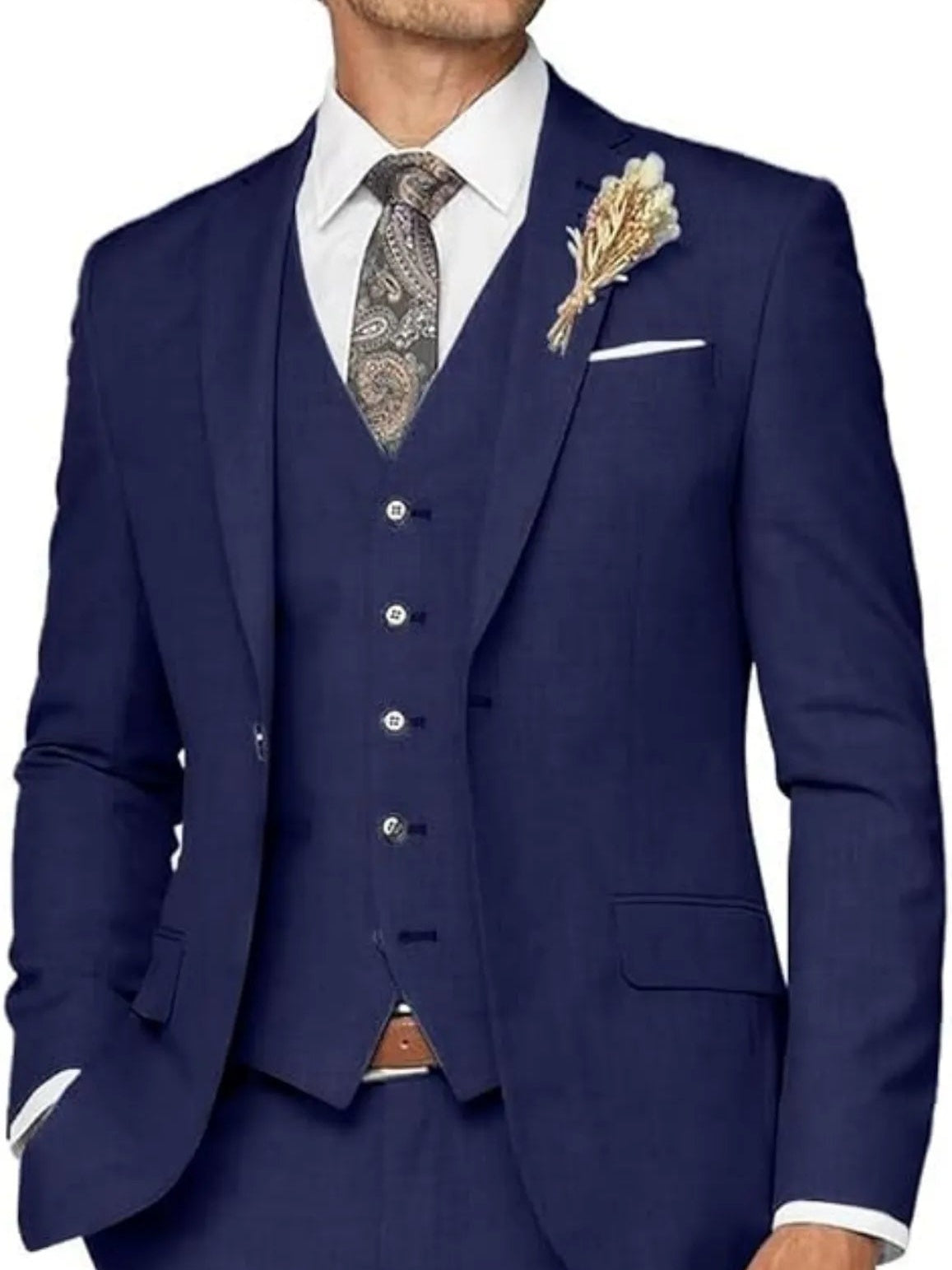 Men's Tailored Wedding Suits Slim Fit 3 Piece Suit Set Single Breasted Two-buttons