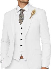 Men's Tailored Wedding Suits Slim Fit 3 Piece Suit Set Single Breasted Two-buttons