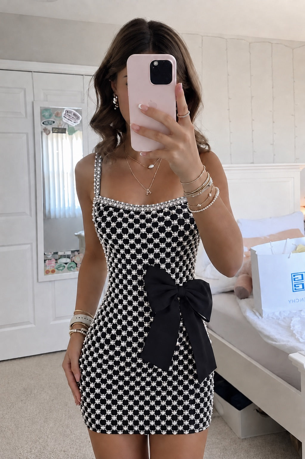 Sheath/Column Homecoming Dress Beads Square Neck Sleeveless Short/Mini Party Dress With Bow