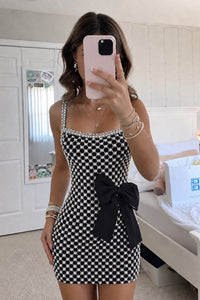Sheath/Column Homecoming Dress Beads Square Neck Sleeveless Short/Mini Party Dress With Bow