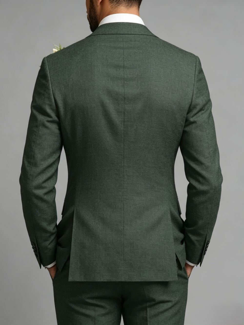 Men's Tailored Fit Green Linen Suit  Single Breasted One-Button 2 Pieces Wedding Groom Suit