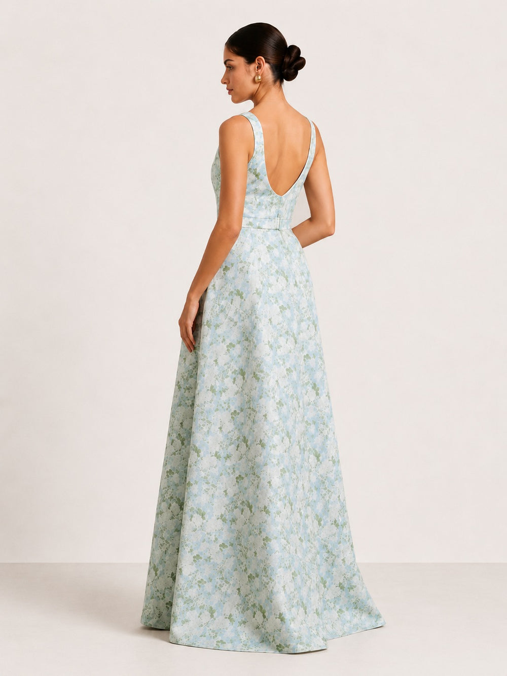 Sheath Evening Elegant Dress Formal Dresses Printed Satin Scoope Floor Length Sleeveless Split Side Wedding Guest