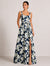 Sheath Evening Elegant Dress Formal Dresses Printed Satin Scoope Floor Length Sleeveless Split Side Wedding Guest