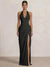 Mermaid Evening Dresses Chiffon Halter Neck Ruched Formal Dresses Split Side Wedding Guest