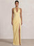 Mermaid Evening Dresses Chiffon Halter Neck Ruched Formal Dresses Split Side Wedding Guest