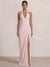 Mermaid Evening Dresses Chiffon Halter Neck Ruched Formal Dresses Split Side Wedding Guest