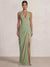 Mermaid Evening Dresses Chiffon Halter Neck Ruched Formal Dresses Split Side Wedding Guest