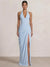 Mermaid Evening Dresses Chiffon Halter Neck Ruched Formal Dresses Split Side Wedding Guest