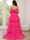 A-Line/Princess Prom Dresses Strapsless Floor-length High Low Dress Tiered Formal Gown With Feather