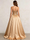A-Line/Princess Prom Dress Floor-Length Gold Diamond Halter Sparkle Corset Prom Dress Evening Dress