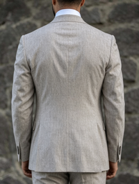 Men's Beige Linen Suits Slim Fit 3 Piece Set Single Breasted Two-buttons Party Wear