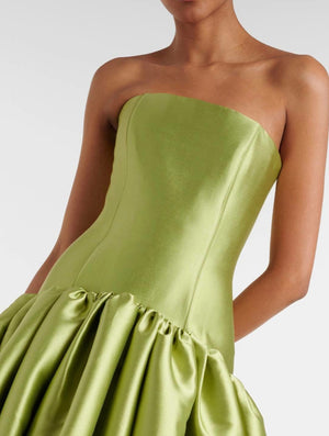 A-Line/Princess Cocktail Elegant Dress Corset Strapless Sleeveless Tea-Length Satin Dress