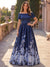 A-Line Mother Of The Bride Floral Printed Satin Formal Dress Off-The-Shoulder Short Sleeves Floor-Length Wedding Guest