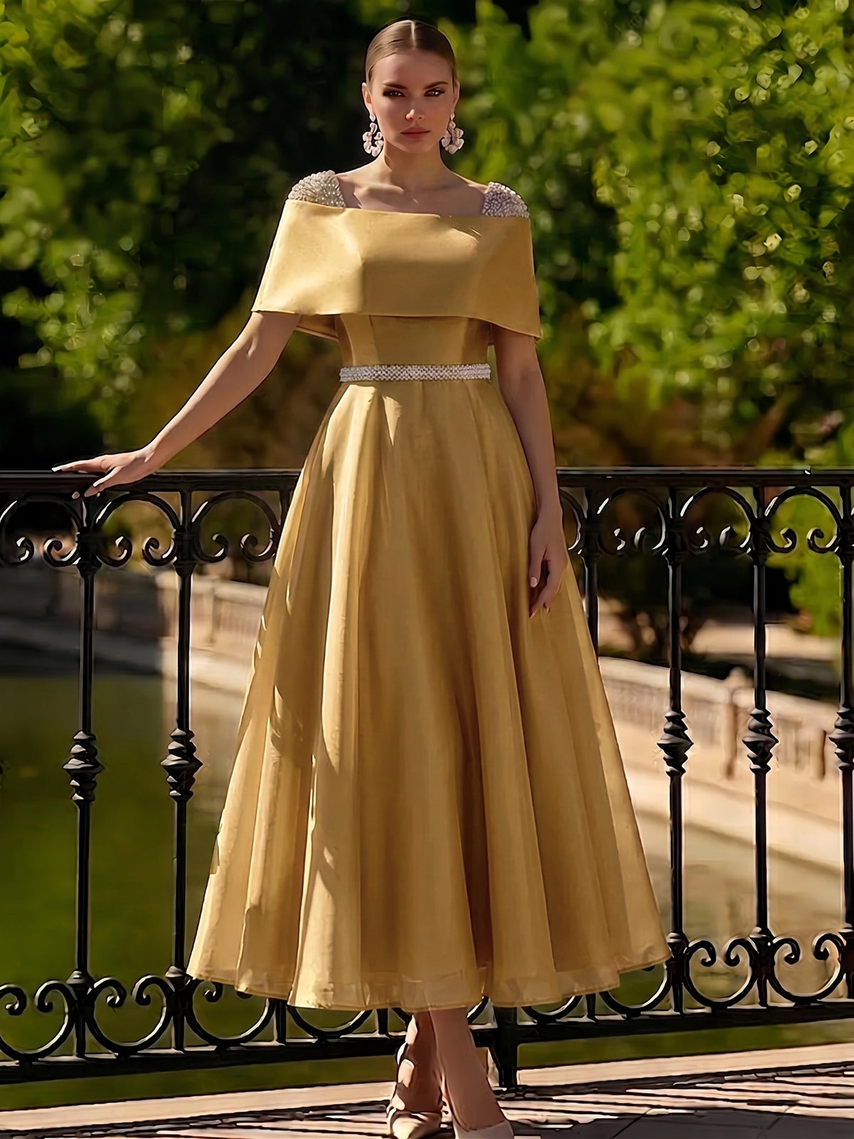 gold tea length dresses Nafori Burgundy A Line Cocktail Dress Cocktail Elegant Short Sleeve Boat Neck Garden Party Wedding Organza with Beaded Pearls 2026 Color:City Stripe ;Embellishment bohemian wedding dresses utcoco Denim Dress for
