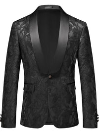 Men's Prom Suit 2-Piece Fashionable Stylish Jacquard Black Wedding Party Prom Suits Attire