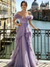 A-Line/Princess Prom Off-the-Shoulder Long Lavender Ruffle Floor Length Prom Dress