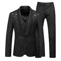 Men's Prom Suit 3-Piece Fashionable Stylish Rose Embroidery Wedding Party Prom Suits