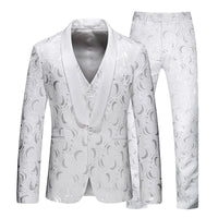 Men's Prom Suit 3-Piece Fashionable Stylish Rose Embroidery Wedding Party Prom Suits