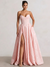 A-Line/Princess Prom Dresses Basque Waist Strapless Floor-Length Side Slit With Back Lace-Up Pocket