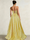 A-Line/Princess Prom Dresses Basque Waist Strapless Floor-Length Side Slit With Back Lace-Up Pocket