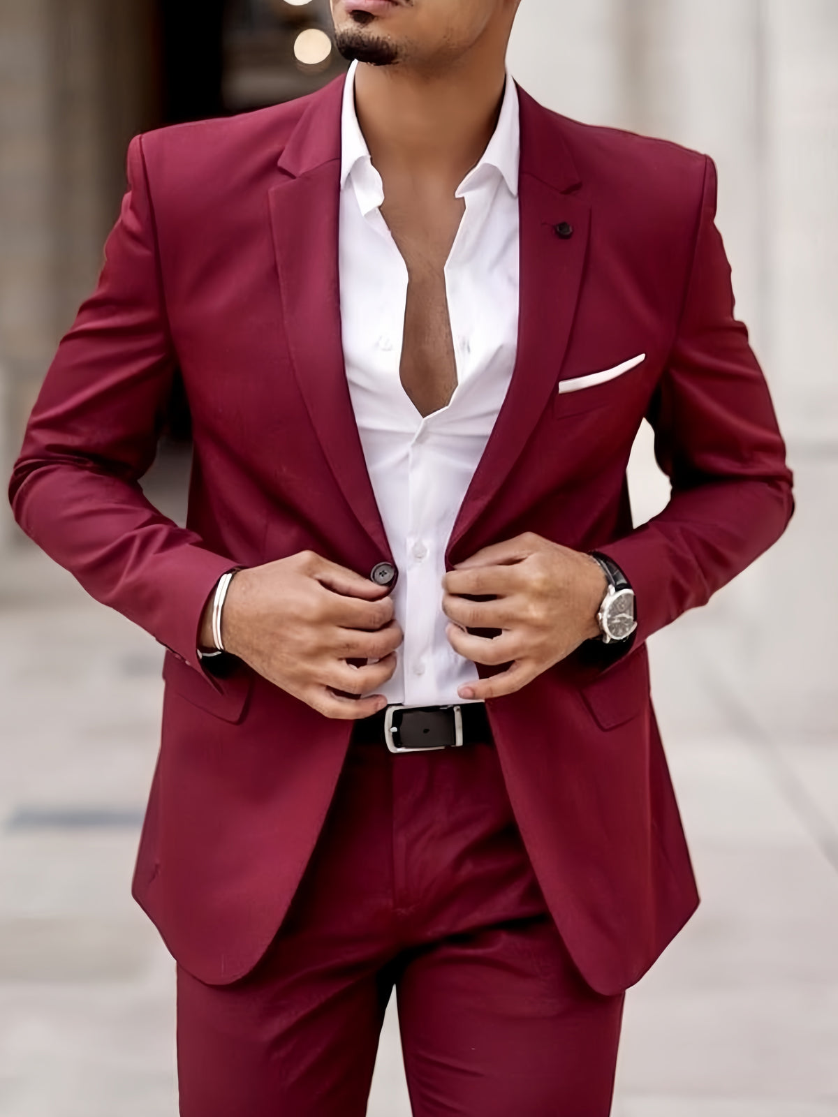 Men's Prom Suit 3-Piece Slim Fit One Button Wedding Groom Wear