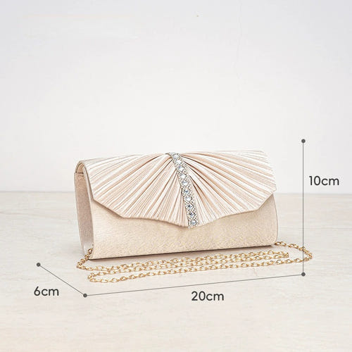 Handbag Rhinestone Pleated Elegant Satin Envelope Purse for Parties Weddings & Formal Events