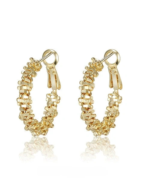 Elegant Stylish Gold-Plated Hollow Hoop Earrings