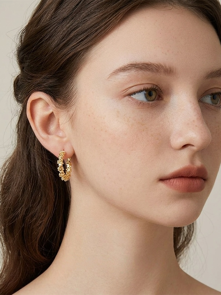 Elegant Stylish Gold-Plated Hollow Hoop Earrings