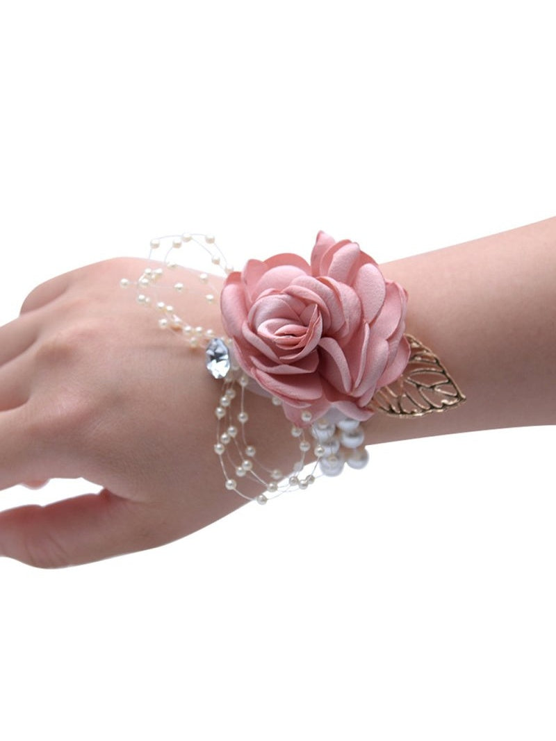 Prom Wedding Flowers Artificial Silk Roses Wrist Corsages