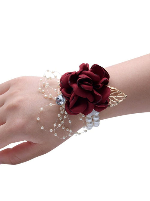 Prom Wedding Flowers Artificial Silk Roses Wrist Corsages
