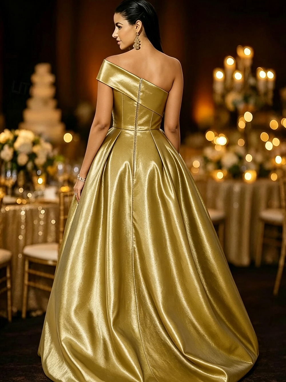 A-Line/Princess Satin Evening Gown Elegant Formal Dress Formal Floor Length Sleeveless One Shoulder With High Slit