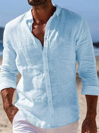 Men's Long Sleeves Vintage Striped Casual Shirt with Pocket
