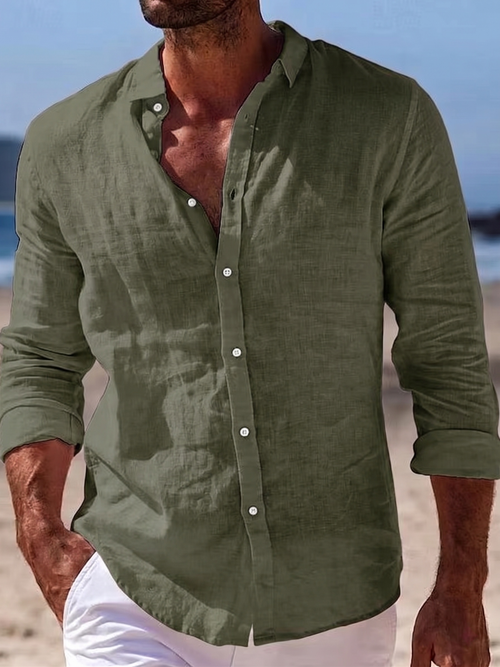 Men's Long Sleeves Vintage Striped Casual Shirt with Pocket