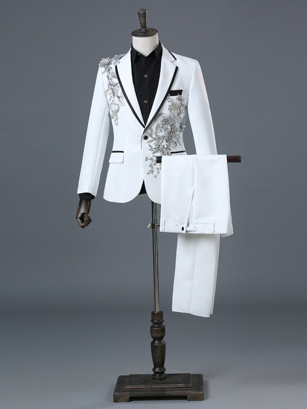 Men's Tailored Suit 2-Piece White Tuxedo Prom Suit Groom Wedding Luvury Suit