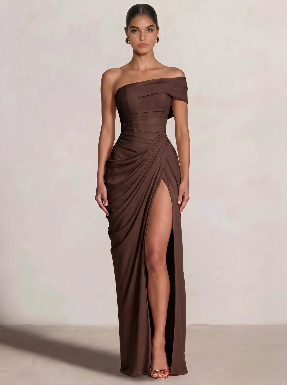 A-Line/Princess Long Prom Dresses Floor-Length One Shoulder With High Split Prom Dresses