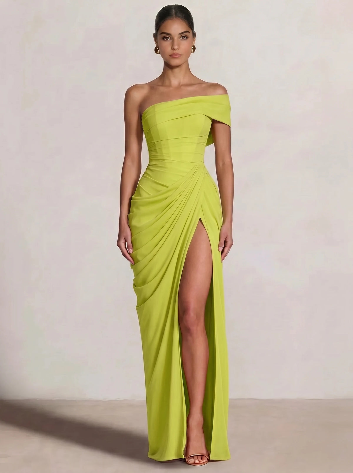 A-Line/Princess Long Prom Dresses Floor-Length One Shoulder With High Split Prom Dresses