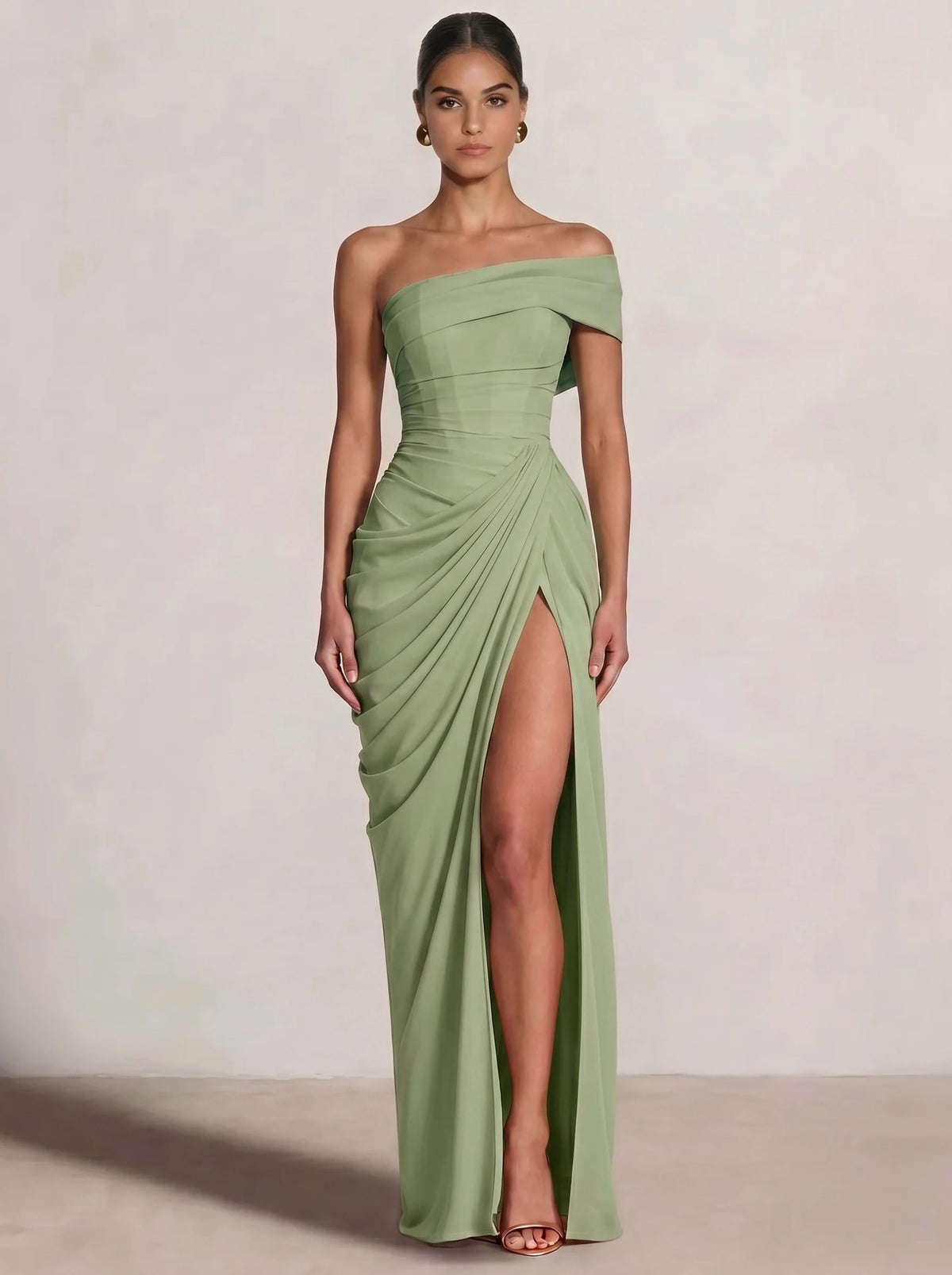 A-Line/Princess Long Prom Dresses Floor-Length One Shoulder With High Split Prom Dresses
