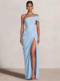 A-Line/Princess Long Prom Dresses Floor-Length One Shoulder With High Split Prom Dresses