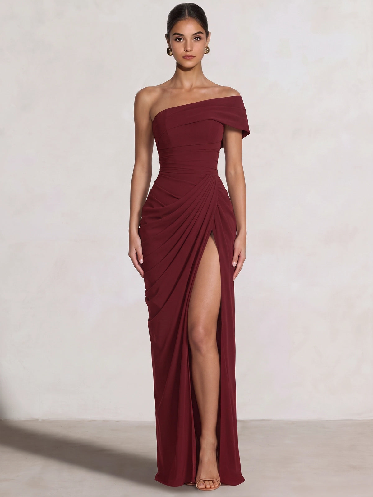 A-Line/Princess Long Prom Dresses Floor-Length One Shoulder With High Split Prom Dresses