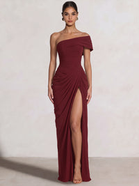 A-Line/Princess Long Prom Dresses Floor-Length One Shoulder With High Split Prom Dresses