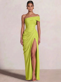 A-Line/Princess Long Prom Dresses Floor-Length One Shoulder With High Split Prom Dresses