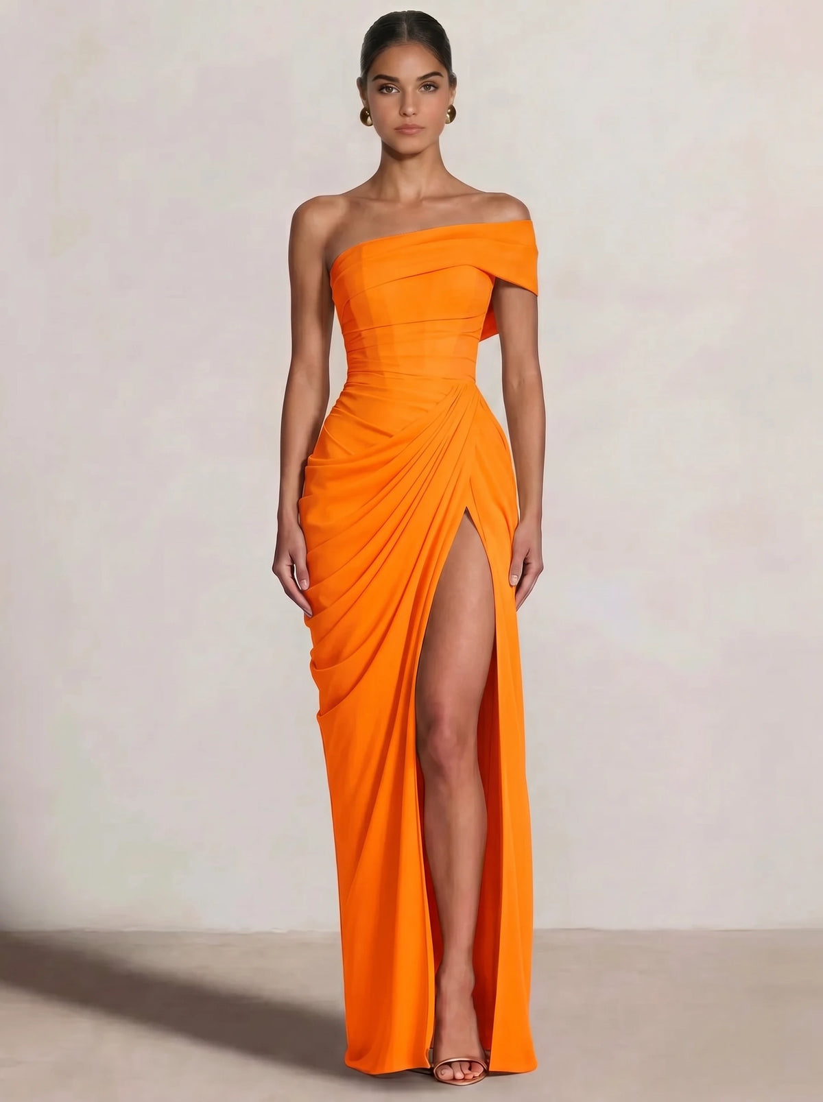 A-Line/Princess Long Prom Dresses Floor-Length One Shoulder With High Split Prom Dresses