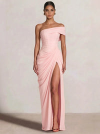 A-Line/Princess Long Prom Dresses Floor-Length One Shoulder With High Split Prom Dresses