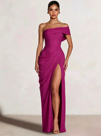 A-Line/Princess Long Prom Dresses Floor-Length One Shoulder With High Split Prom Dresses