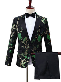 Men's Tailored Suit Single Breasted Black Gold Embroidery Luxury Suit Groom Wedding Party Suit